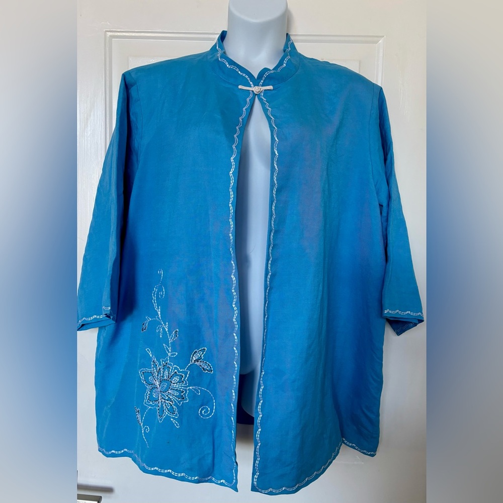 Yi Lin Linen Blend Blue Jacket